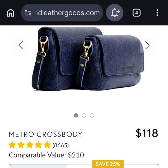 Portland Leather Beautiful Blue Metro Crossbody Bag - Picture 9 of 11